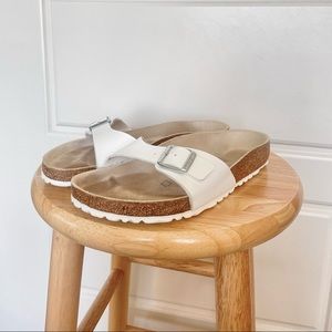 EUC Birkenstock Madrid Birko Flor Sandals Size 38 7.5 White